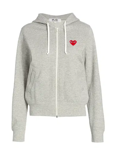 Comme des Garçons PLAY Women's Heart Back Zip Hoodie - Grey - Size Medium | Thumbnail 1 Comme des Garçons PLAY Women's Heart Back Zip Hoodie - Grey - Size Medium | Thumbnail 1