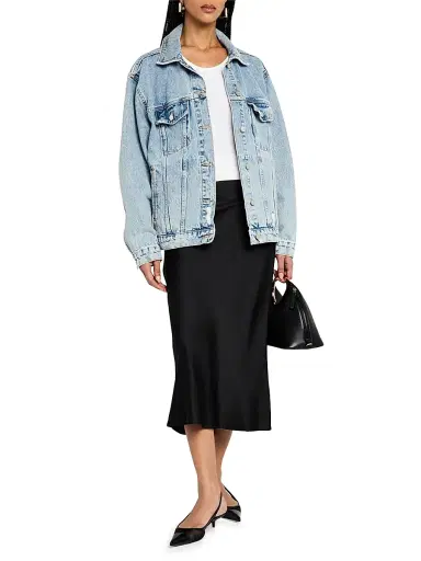ANINE BING Women's Bar Silk Bias-Cut Skirt - Black | Thumbnail 2 ANINE BING Women's Bar Silk Bias-Cut Skirt - Black | Thumbnail 2