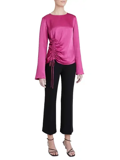Santorelli Women's Fabi Satin Ruched Top - Fuchsia | Thumbnail 2 Santorelli Women's Fabi Satin Ruched Top - Fuchsia | Thumbnail 2
