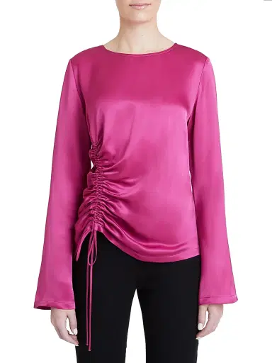 Santorelli Women's Fabi Satin Ruched Top - Fuchsia | Thumbnail 3 Santorelli Women's Fabi Satin Ruched Top - Fuchsia | Thumbnail 3