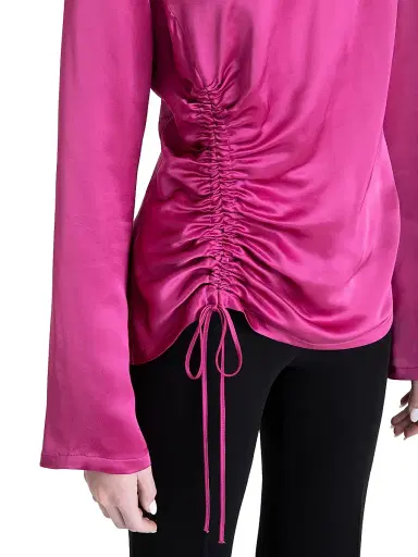 Santorelli Women's Fabi Satin Ruched Top - Fuchsia | Thumbnail 5 Santorelli Women's Fabi Satin Ruched Top - Fuchsia | Thumbnail 5