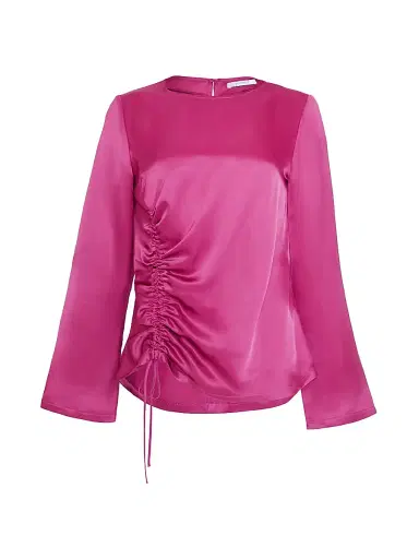 Santorelli Women's Fabi Satin Ruched Top - Fuchsia | Thumbnail 1 Santorelli Women's Fabi Satin Ruched Top - Fuchsia | Thumbnail 1