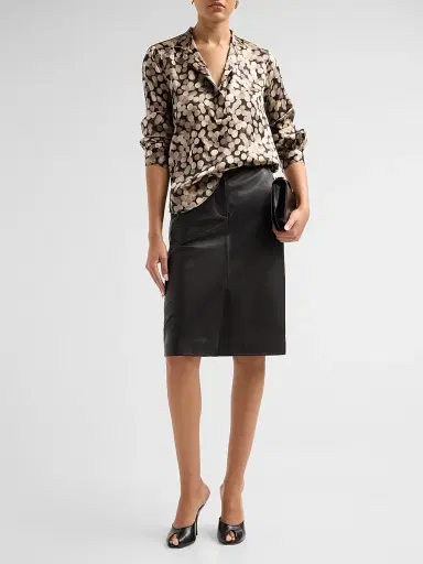 Kiton Women's Printed Silk Shirt - Black Sand - Size 14 | Thumbnail 2 Kiton Women's Printed Silk Shirt - Black Sand - Size 14 | Thumbnail 2