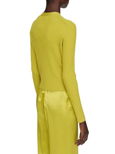 Joseph Women's Merino Wool Ribbed Cardigan - Bright Green | Thumbnail 4 Joseph Women's Merino Wool Ribbed Cardigan - Bright Green | Thumbnail 4