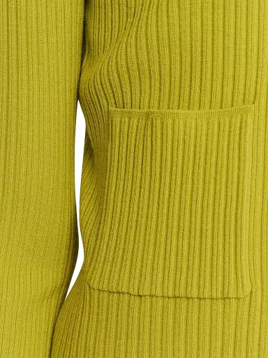 Joseph Women's Merino Wool Ribbed Cardigan - Bright Green | Thumbnail 5 Joseph Women's Merino Wool Ribbed Cardigan - Bright Green | Thumbnail 5