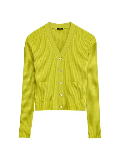 Joseph Women's Merino Wool Ribbed Cardigan - Bright Green | Thumbnail 1 Joseph Women's Merino Wool Ribbed Cardigan - Bright Green | Thumbnail 1