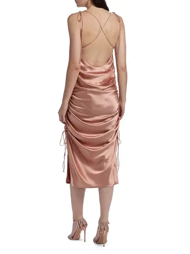 Galvan London Women's Yasmine Satin Side-Ruched Midi-Dress - Rosetta | Thumbnail 5 Galvan London Women's Yasmine Satin Side-Ruched Midi-Dress - Rosetta | Thumbnail 5