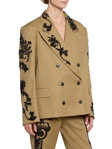 Dries Van Noten Women's Bosea Embroidered Twill Double-Breasted Jacket | Thumbnail 4 Dries Van Noten Women's Bosea Embroidered Twill Double-Breasted Jacket | Thumbnail 4