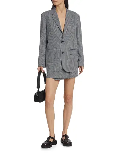 ATM Anthony Thomas Melillo Women's Striped Wrap-Front Miniskirt - Naval Blue Combo | Thumbnail 2 ATM Anthony Thomas Melillo Women's Striped Wrap-Front Miniskirt - Naval Blue Combo | Thumbnail 2