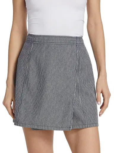 ATM Anthony Thomas Melillo Women's Striped Wrap-Front Miniskirt - Naval Blue Combo | Thumbnail 3 ATM Anthony Thomas Melillo Women's Striped Wrap-Front Miniskirt - Naval Blue Combo | Thumbnail 3