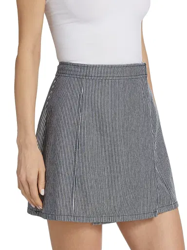 ATM Anthony Thomas Melillo Women's Striped Wrap-Front Miniskirt - Naval Blue Combo | Thumbnail 4 ATM Anthony Thomas Melillo Women's Striped Wrap-Front Miniskirt - Naval Blue Combo | Thumbnail 4