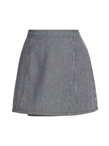 ATM Anthony Thomas Melillo Women's Striped Wrap-Front Miniskirt - Naval Blue Combo | Thumbnail 1 ATM Anthony Thomas Melillo Women's Striped Wrap-Front Miniskirt - Naval Blue Combo | Thumbnail 1