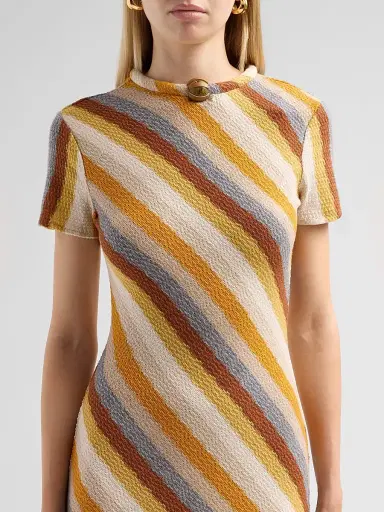 Silvia Tcherassi Women's Allie Beaded-Collar Metallic Striped Knit Maxi Dress - Multi Color Stripes - Size Small | Thumbnail 5 Silvia Tcherassi Women's Allie Beaded-Collar Metallic Striped Knit Maxi Dress - Multi Color Stripes - Size Small | Thumbnail 5