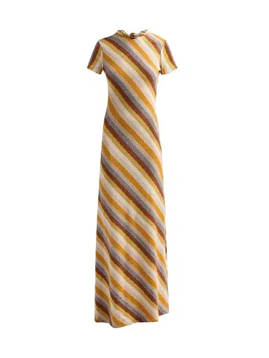 Silvia Tcherassi Women's Allie Beaded-Collar Metallic Striped Knit Maxi Dress - Multi Color Stripes - Size Small | Thumbnail 1 Silvia Tcherassi Women's Allie Beaded-Collar Metallic Striped Knit Maxi Dress - Multi Color Stripes - Size Small | Thumbnail 1