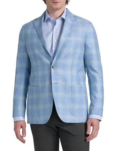 Sartorio Napoli Men's Plaid Wool-Blend Sport Coat - Light Blue - Size 40 | Thumbnail 3 Sartorio Napoli Men's Plaid Wool-Blend Sport Coat - Light Blue - Size 40 | Thumbnail 3