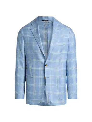 Sartorio Napoli Men's Plaid Wool-Blend Sport Coat - Light Blue - Size 40 | Thumbnail 1 Sartorio Napoli Men's Plaid Wool-Blend Sport Coat - Light Blue - Size 40 | Thumbnail 1