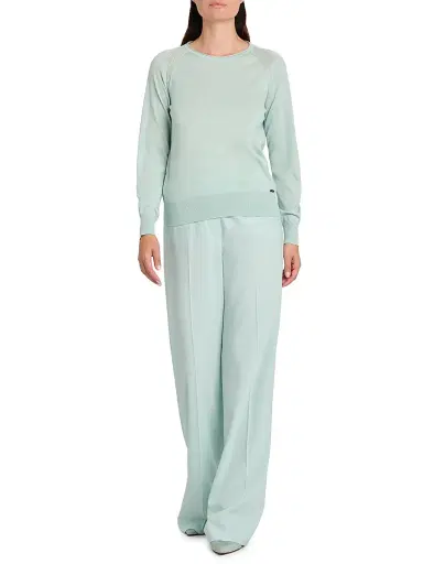 Kiton Women's Tapered Silk-Wool Pants - Water Green - Size 6 | Thumbnail 2 Kiton Women's Tapered Silk-Wool Pants - Water Green - Size 6 | Thumbnail 2
