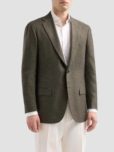 Kiton Men's Houndstooth Cashmere Sport Coat - Green | Thumbnail 4 Kiton Men's Houndstooth Cashmere Sport Coat - Green | Thumbnail 4