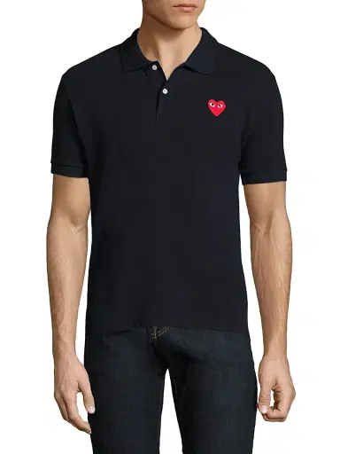 Comme des Garçons PLAY Men's Heart Applique Polo - Navy | Thumbnail 3 Comme des Garçons PLAY Men's Heart Applique Polo - Navy | Thumbnail 3