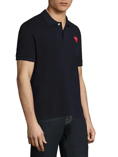 Comme des Garçons PLAY Men's Heart Applique Polo - Navy | Thumbnail 4 Comme des Garçons PLAY Men's Heart Applique Polo - Navy | Thumbnail 4