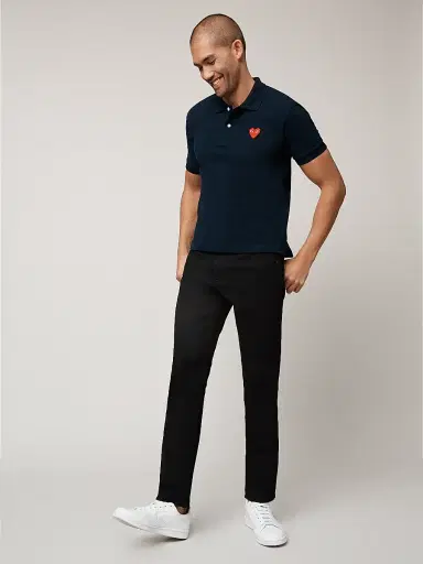 Comme des Garçons PLAY Men's Heart Applique Polo - Navy | Thumbnail 6 Comme des Garçons PLAY Men's Heart Applique Polo - Navy | Thumbnail 6