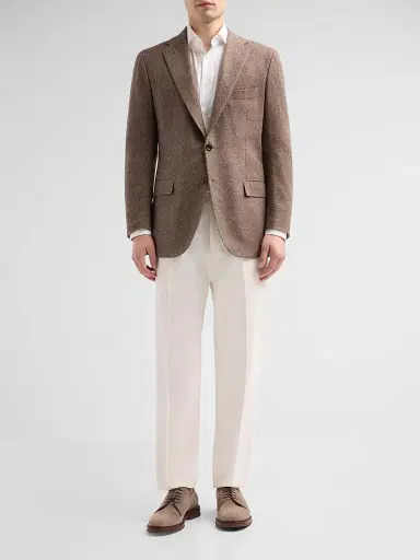 Kiton Men's Woven Cashmere Sport Coat - Brown | Thumbnail 2 Kiton Men's Woven Cashmere Sport Coat - Brown | Thumbnail 2