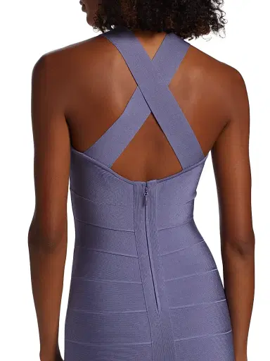 Hervé Léger Women's Icon Halter Cross Back Gown - Haze | Thumbnail 6 Hervé Léger Women's Icon Halter Cross Back Gown - Haze | Thumbnail 6