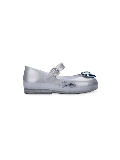 Mini Melissa Little Girl's Mini Sweet Love Cinderella Flats - Silver Blue 6 (Baby) | Thumbnail 2 Mini Melissa Little Girl's Mini Sweet Love Cinderella Flats - Silver Blue 6 (Baby) | Thumbnail 2