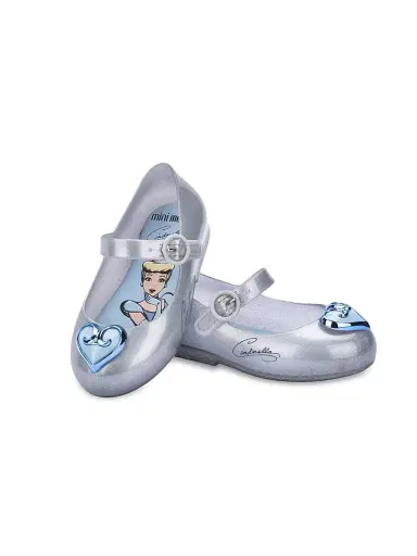 Mini Melissa Little Girl's Mini Sweet Love Cinderella Flats - Silver Blue 6 (Baby) | Thumbnail 3 Mini Melissa Little Girl's Mini Sweet Love Cinderella Flats - Silver Blue 6 (Baby) | Thumbnail 3