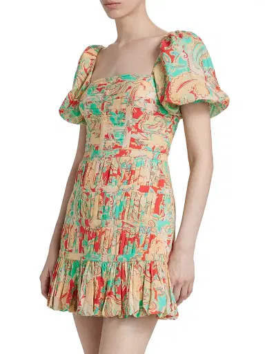 AMUR Women's Martin Paisley Ruched Minidress - Desert Paisley | Thumbnail 4 AMUR Women's Martin Paisley Ruched Minidress - Desert Paisley | Thumbnail 4