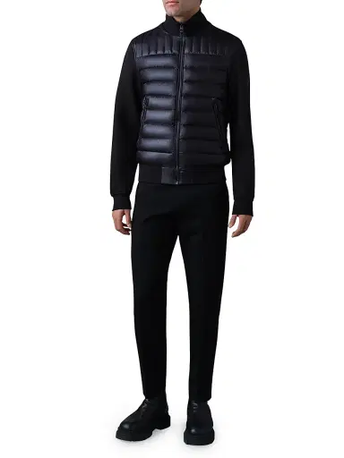 Mackage Men's Collin Mixed-Media Bomber Jacket - Black | Thumbnail 2 Mackage Men's Collin Mixed-Media Bomber Jacket - Black | Thumbnail 2