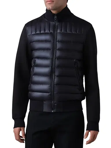 Mackage Men's Collin Mixed-Media Bomber Jacket - Black | Thumbnail 3 Mackage Men's Collin Mixed-Media Bomber Jacket - Black | Thumbnail 3