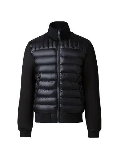 Mackage Men's Collin Mixed-Media Bomber Jacket - Black | Thumbnail 1 Mackage Men's Collin Mixed-Media Bomber Jacket - Black | Thumbnail 1