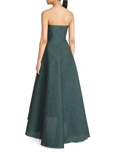 Theia Women's Imogen Strapless High-Low Jacquard Gown - Pine | Thumbnail 5 Theia Women's Imogen Strapless High-Low Jacquard Gown - Pine | Thumbnail 5