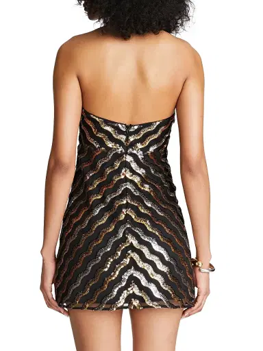 Halston Women's Nidya Sequined Halterneck Minidress - Gold And Sliver - Size 14 | Thumbnail 6 Halston Women's Nidya Sequined Halterneck Minidress - Gold And Sliver - Size 14 | Thumbnail 6