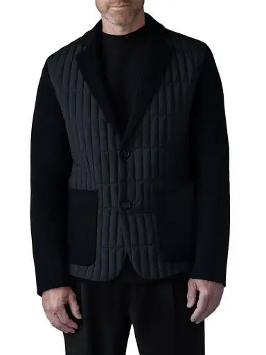 Mackage Men's John Mixed-Media Vertical Quilted Blazer - Black | Thumbnail 3 Mackage Men's John Mixed-Media Vertical Quilted Blazer - Black | Thumbnail 3