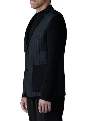 Mackage Men's John Mixed-Media Vertical Quilted Blazer - Black | Thumbnail 4 Mackage Men's John Mixed-Media Vertical Quilted Blazer - Black | Thumbnail 4