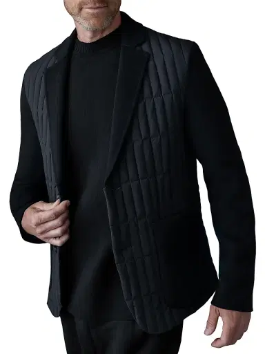 Mackage Men's John Mixed-Media Vertical Quilted Blazer - Black | Thumbnail 6 Mackage Men's John Mixed-Media Vertical Quilted Blazer - Black | Thumbnail 6