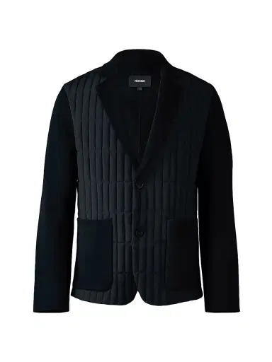 Mackage Men's John Mixed-Media Vertical Quilted Blazer - Black | Thumbnail 1 Mackage Men's John Mixed-Media Vertical Quilted Blazer - Black | Thumbnail 1
