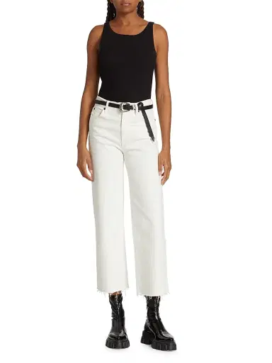 SLVRLAKE Women's Grace High-Rise Stretch Wide-Leg Crop Jeans - White - Size 28 | Thumbnail 2 SLVRLAKE Women's Grace High-Rise Stretch Wide-Leg Crop Jeans - White - Size 28 | Thumbnail 2