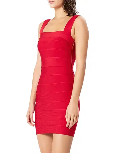 Hervé Léger Women's Icon Squareneck Cutout Back Minidress - Rio Red | Thumbnail 3 Hervé Léger Women's Icon Squareneck Cutout Back Minidress - Rio Red | Thumbnail 3