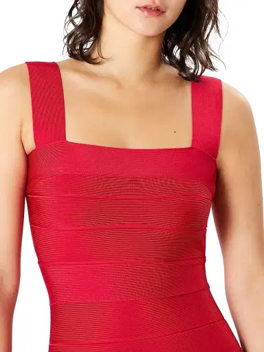 Hervé Léger Women's Icon Squareneck Cutout Back Minidress - Rio Red | Thumbnail 5 Hervé Léger Women's Icon Squareneck Cutout Back Minidress - Rio Red | Thumbnail 5