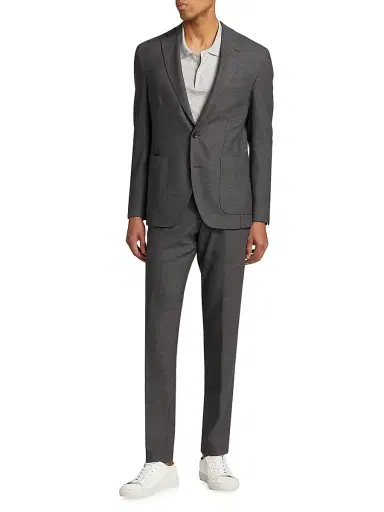 Saks Fifth Avenue Men's Slim-Fit Wool Single-Breasted Suit - Gunmetal - Size 50 | Thumbnail 3 Saks Fifth Avenue Men's Slim-Fit Wool Single-Breasted Suit - Gunmetal - Size 50 | Thumbnail 3