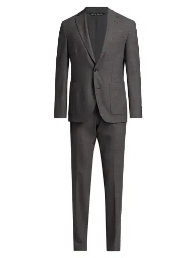 Saks Fifth Avenue Men's Slim-Fit Wool Single-Breasted Suit - Gunmetal - Size 50 | Thumbnail 1 Saks Fifth Avenue Men's Slim-Fit Wool Single-Breasted Suit - Gunmetal - Size 50 | Thumbnail 1