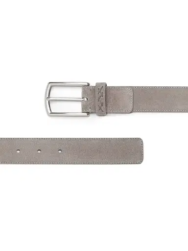 Zegna Men's Suede Belt - Grey Melange | Thumbnail 2 Zegna Men's Suede Belt - Grey Melange | Thumbnail 2