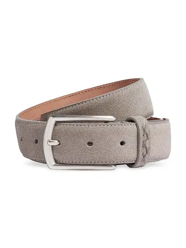 Zegna Men's Suede Belt - Grey Melange | Thumbnail 1 Zegna Men's Suede Belt - Grey Melange | Thumbnail 1