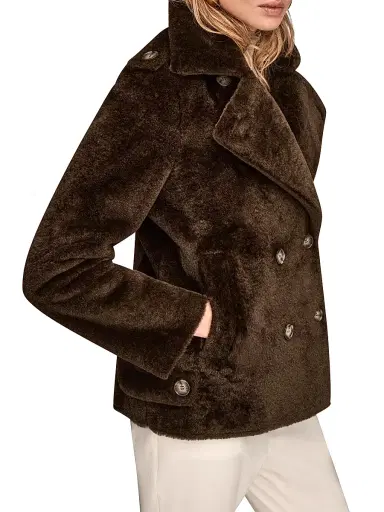 Donna Karan New York Women's Faux-Fur Double-Breasted Coat - Chocolate | Thumbnail 3 Donna Karan New York Women's Faux-Fur Double-Breasted Coat - Chocolate | Thumbnail 3