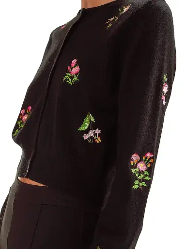 CYNTHIA ROWLEY Women's Forget Me Not Embroidered Floral Cardigan - Black Multi - Size XS | Thumbnail 2 CYNTHIA ROWLEY Women's Forget Me Not Embroidered Floral Cardigan - Black Multi - Size XS | Thumbnail 2
