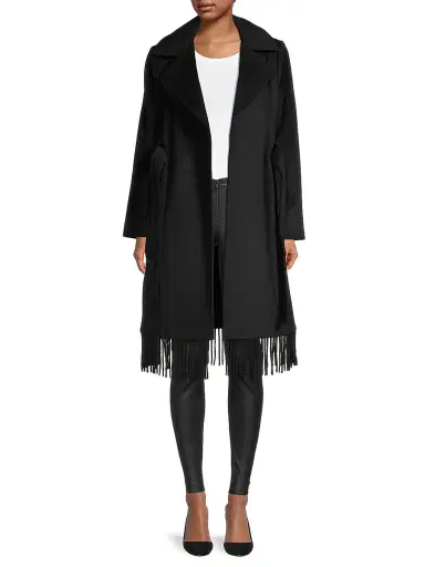 Sam Edelman Women's Fringe Wrap Coat - Black - Size 8 | Thumbnail 2 Sam Edelman Women's Fringe Wrap Coat - Black - Size 8 | Thumbnail 2