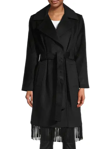 Sam Edelman Women's Fringe Wrap Coat - Black - Size 8 | Thumbnail 3 Sam Edelman Women's Fringe Wrap Coat - Black - Size 8 | Thumbnail 3